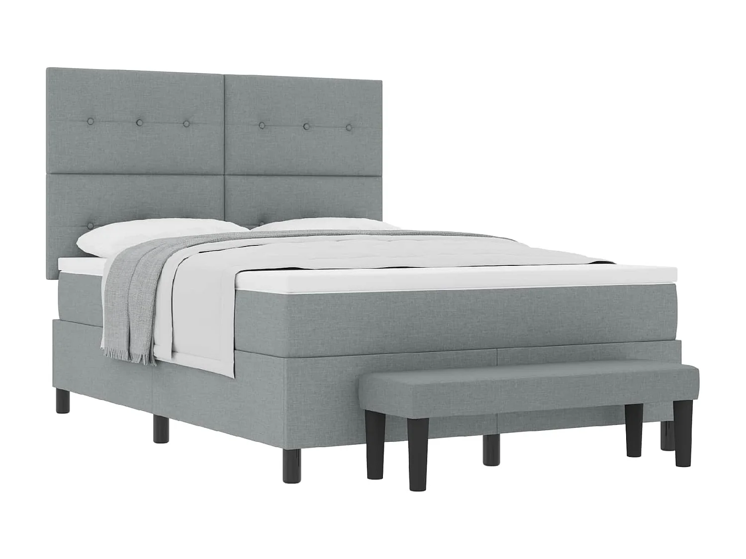 Letto a molle con materasso Grigio chiaro 140 x 190 cm Tessuto