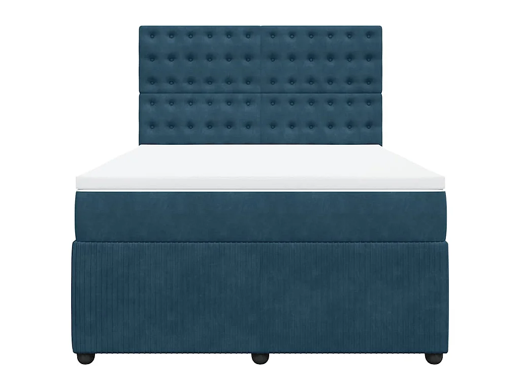 Boxspring met matras fluweel donkerblauw 140x190 cm