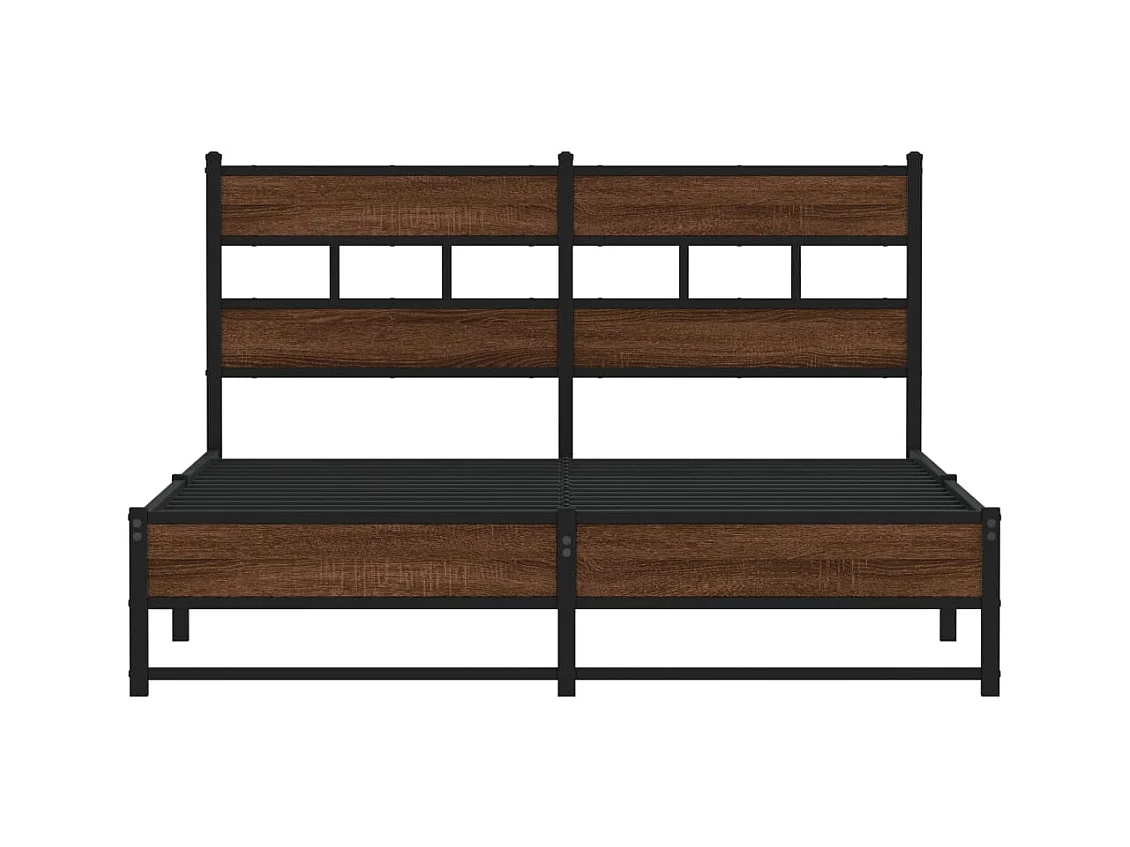 Metallbett ohne Matratze Braun Eichen-Optik 160x200 cm