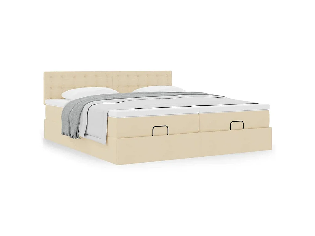 Ottoman-Bett mit Matratzen Creme 180x200 cm Stoff