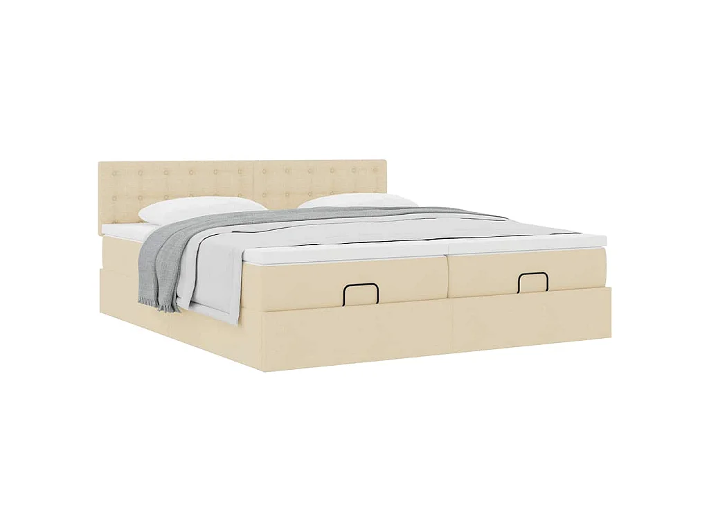 Ottoman-Bett mit Matratzen Creme 180x200 cm Stoff