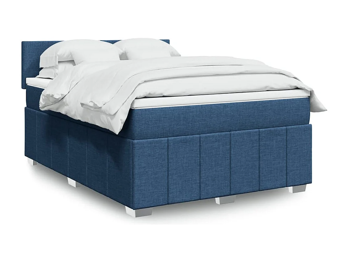 Sommier à lattes de lit avec matelas Bleu 140x200 cm Tissu