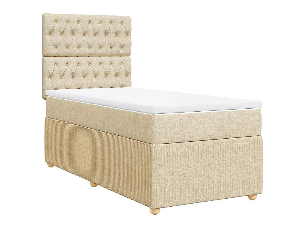 Boxspringbett mit Matratze Creme 90x200 cm Stoff