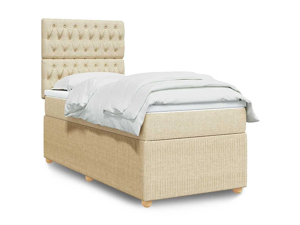 Boxspringbett mit Matratze Creme 90x200 cm Stoff