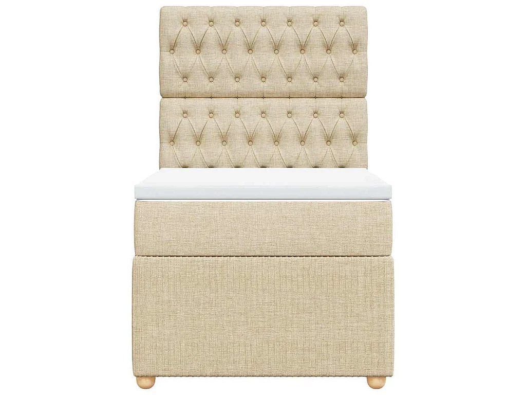 Sommier à lattes de lit avec matelas Crème 90x200 cm Tissu