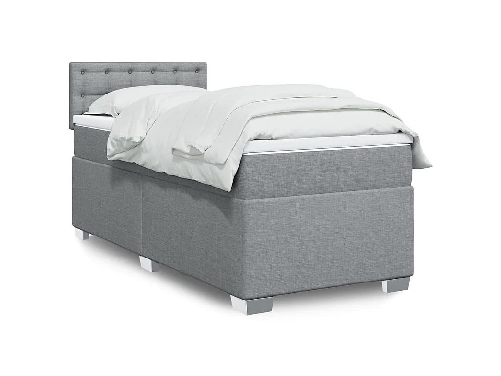 Sommier à lattes de lit et matelas Gris clair 90x190 cm Tissu