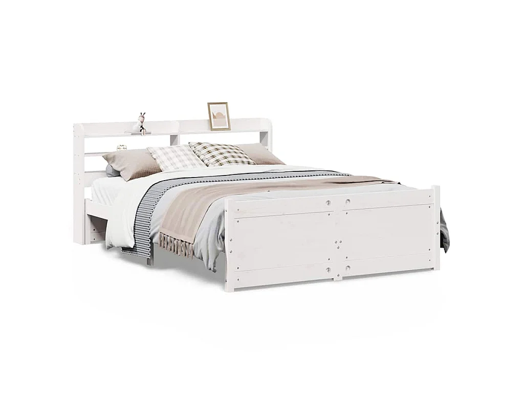 Bedframe met hoofdeinde zonder matras 140x200 cm wit