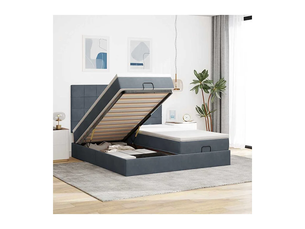 Ottoman bed met matrassen 180x200cm fluweel donkergrijs