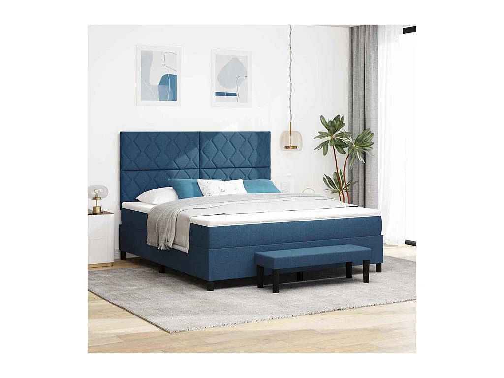 Boxspringbett mit Matratze mit Kopfteil Blau 180 x 200 cm Stoff