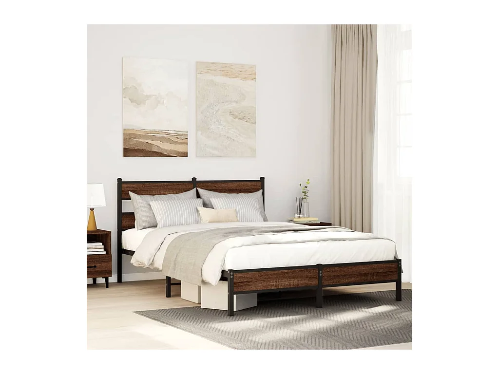 Bettgestell ohne Matratze Braun Eiche 140x200 cm Holzwerkstoff