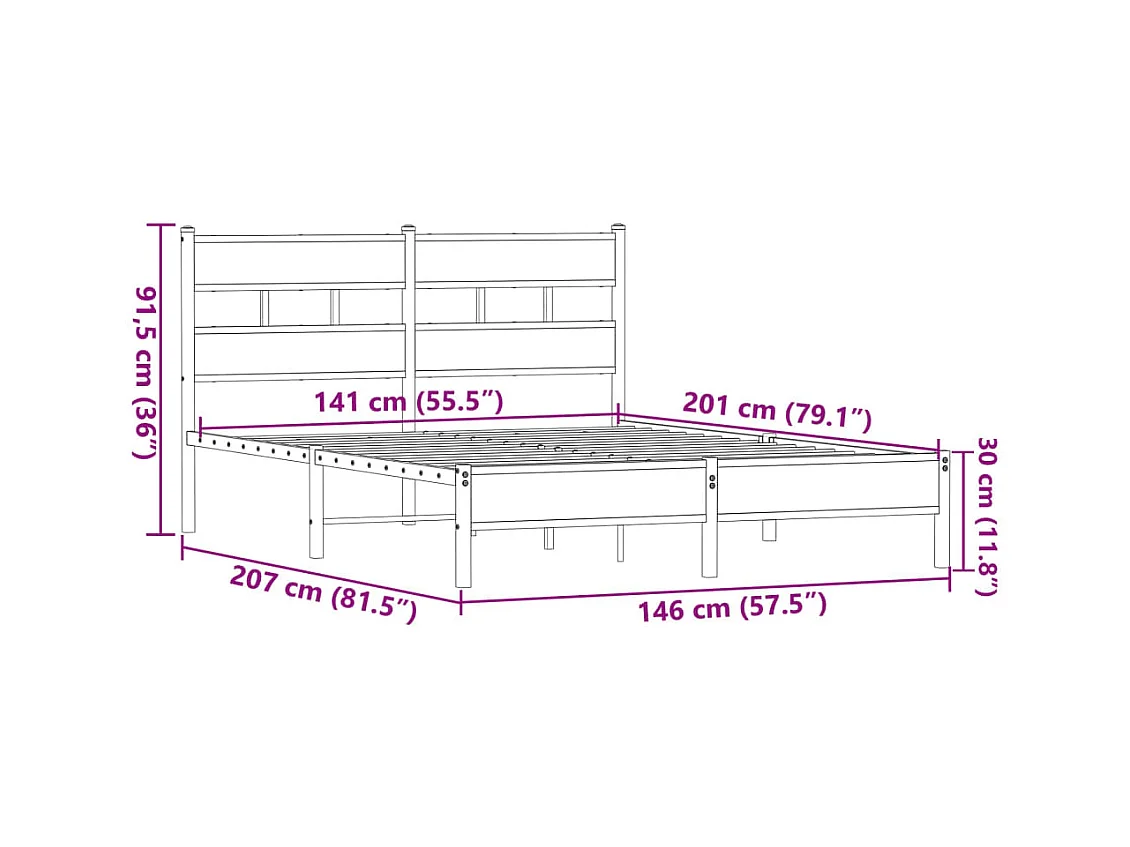 Bettgestell ohne Matratze Braun Eiche 140x200 cm Holzwerkstoff