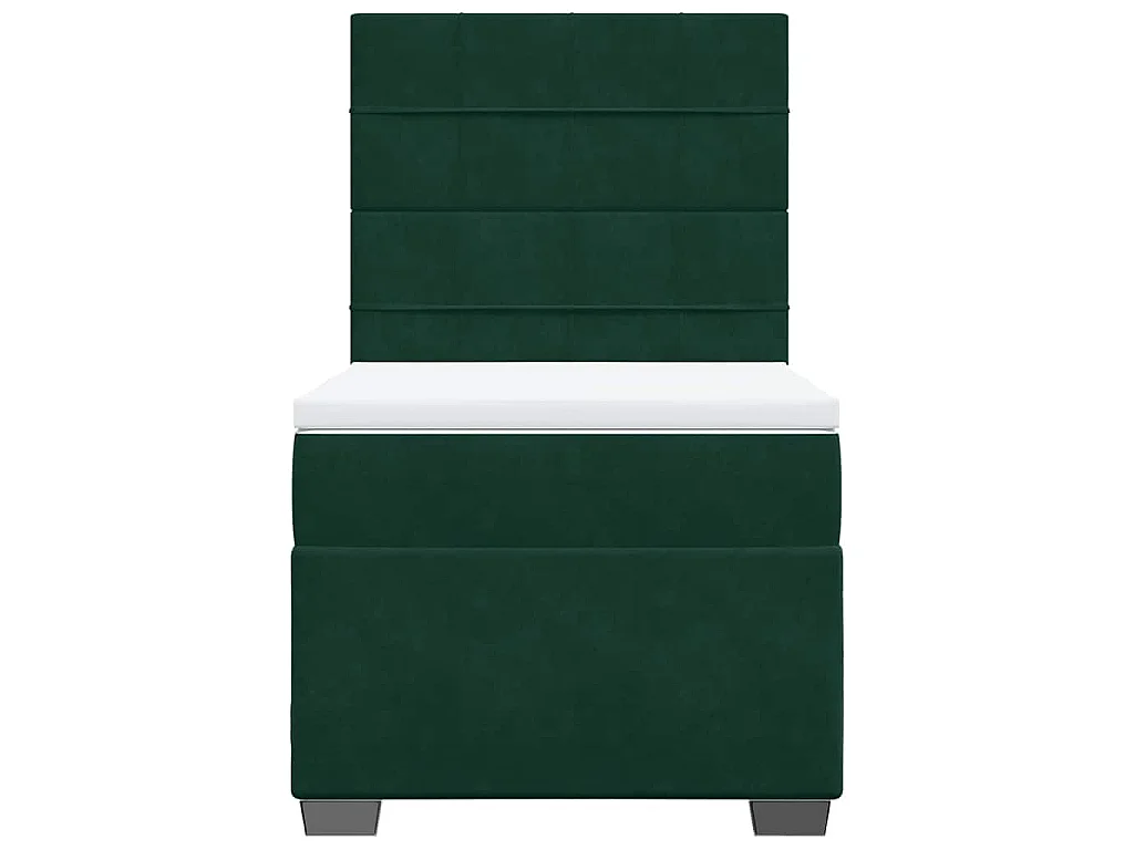 Cama box spring con colchón terciopelo verde oscuro 100x200 cm