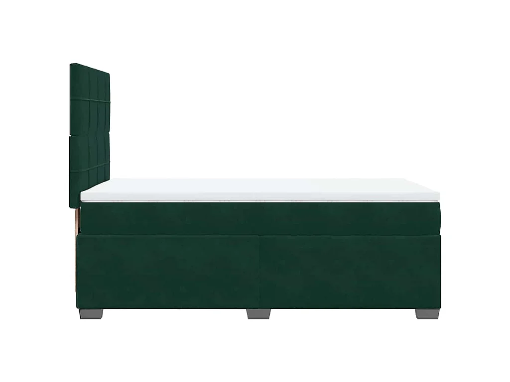 Cama box spring con colchón terciopelo verde oscuro 100x200 cm