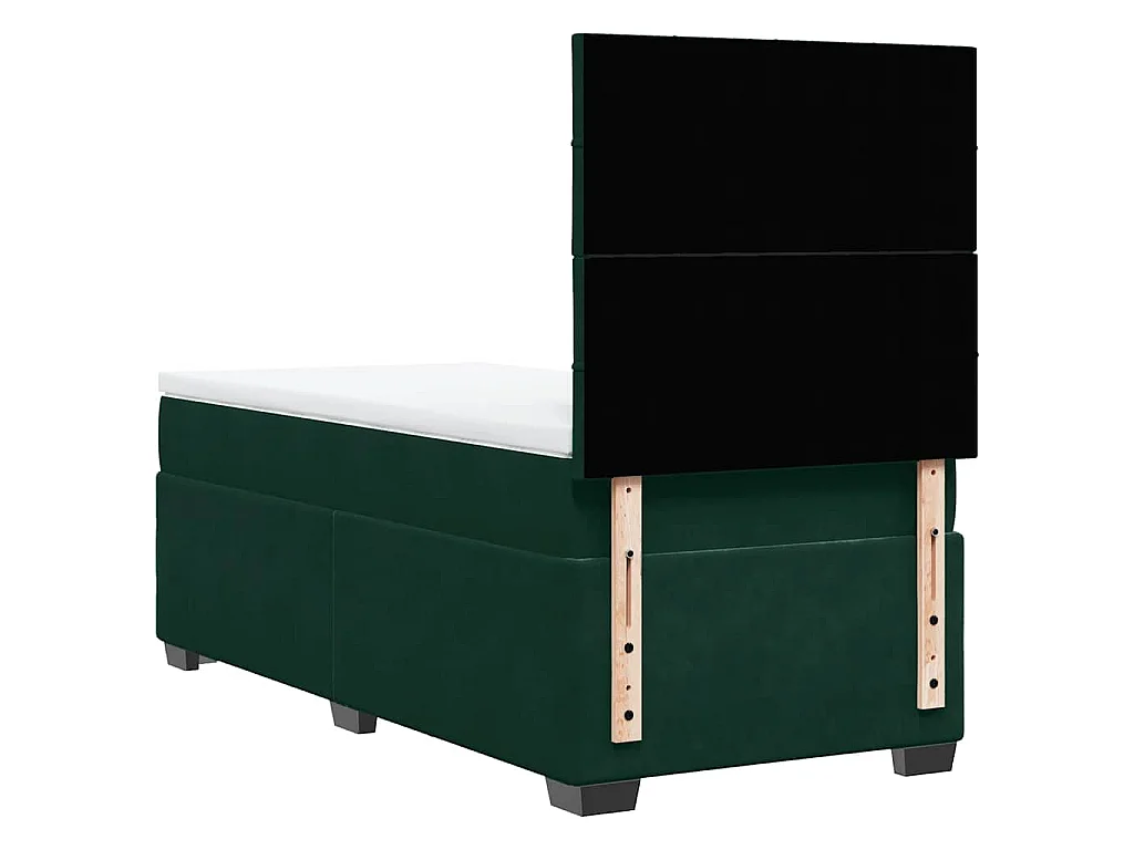 Cama box spring con colchón terciopelo verde oscuro 100x200 cm
