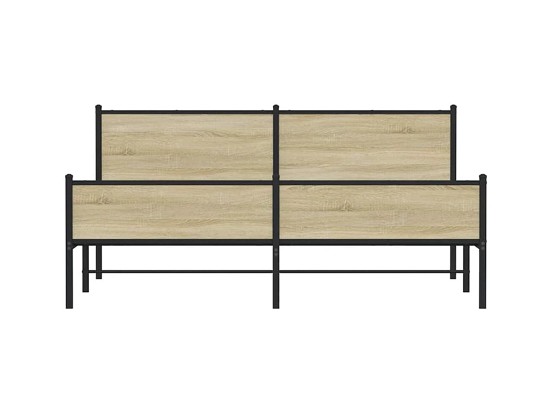 Cadre de lit en métal sans matelas chêne sonoma 160x200 cm