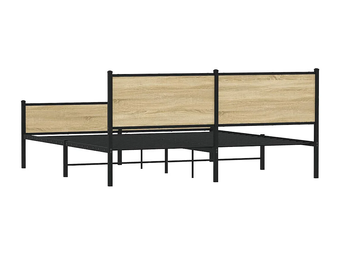 Cadre de lit en métal sans matelas chêne sonoma 160x200 cm