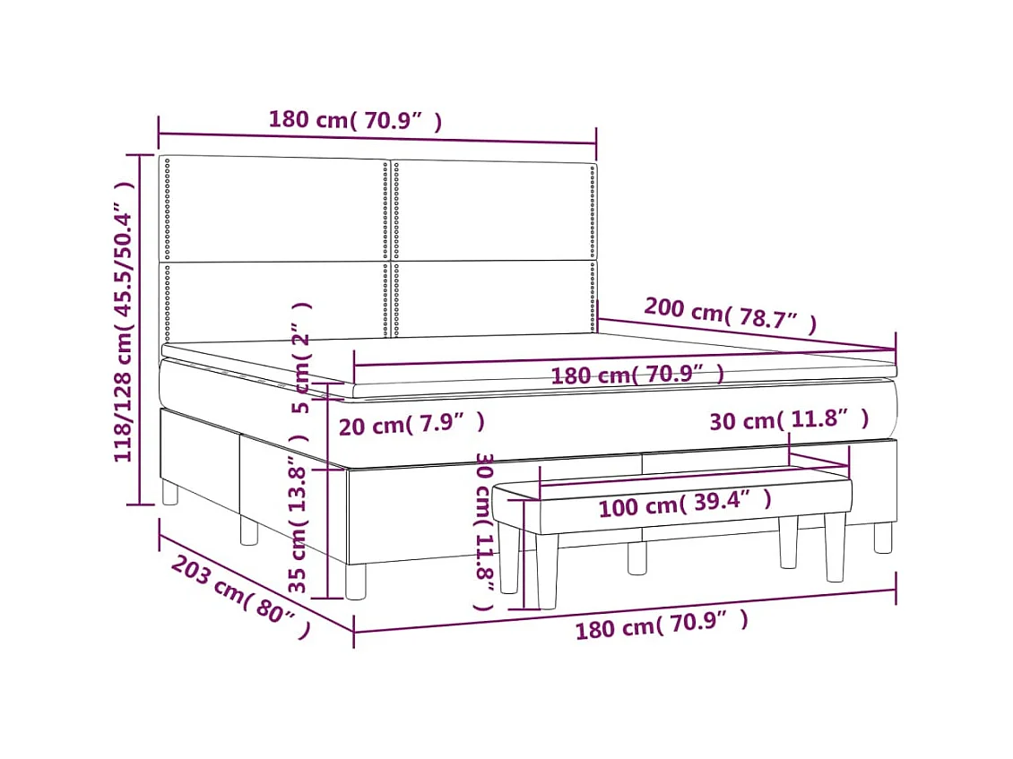 Boxspringbett mit Matratze Dunkelgrün 180x200 cm Samt