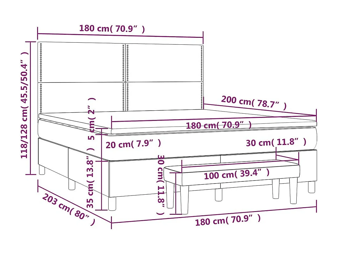 Boxspringbett mit Matratze Dunkelgrün 180x200 cm Samt