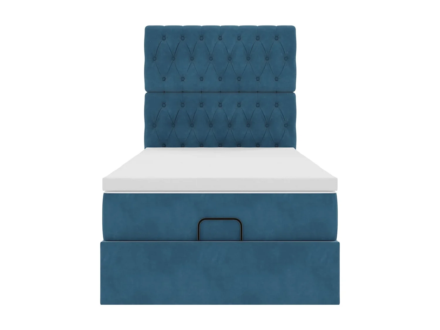 Cadre de lit ottoman avec matelas bleu foncé 90x200 cm velours