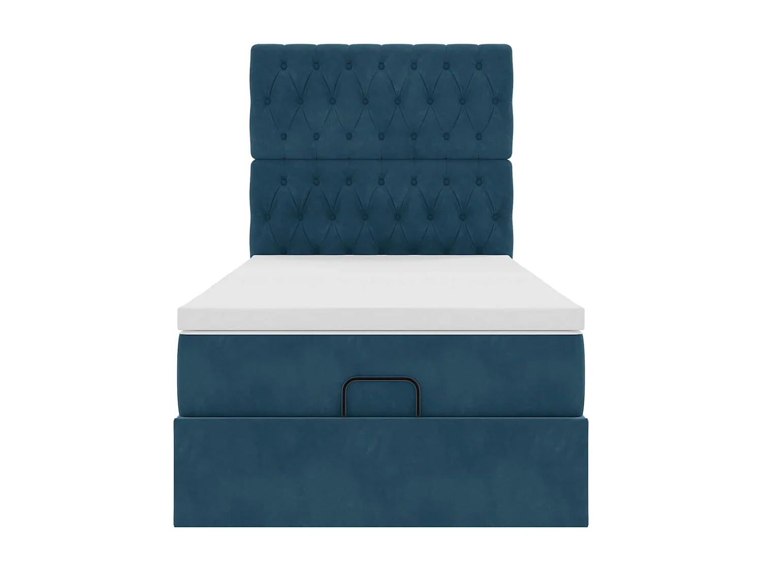 Cadre de lit ottoman avec matelas bleu foncé 90x200 cm velours