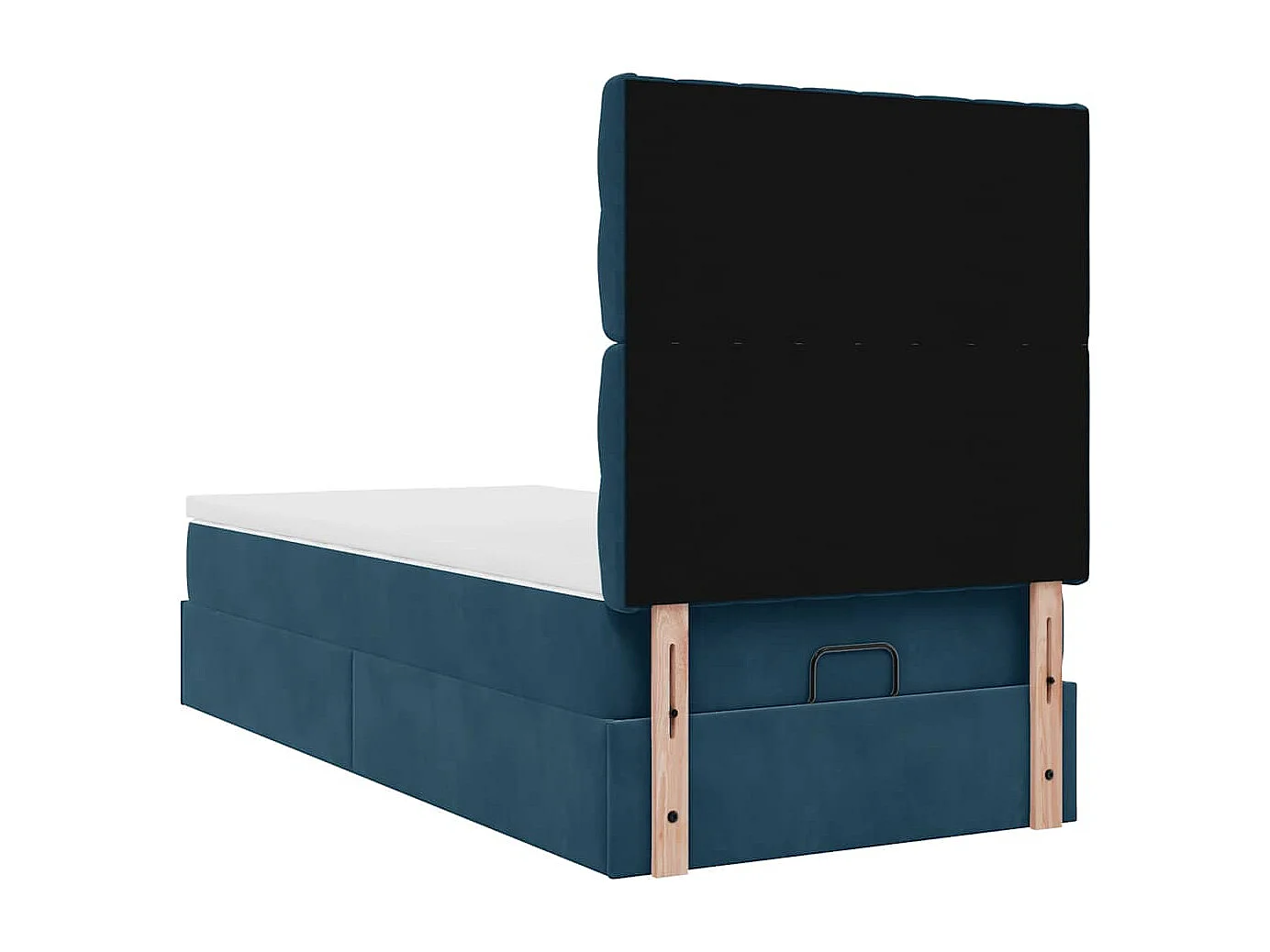 Cadre de lit ottoman avec matelas bleu foncé 90x200 cm velours