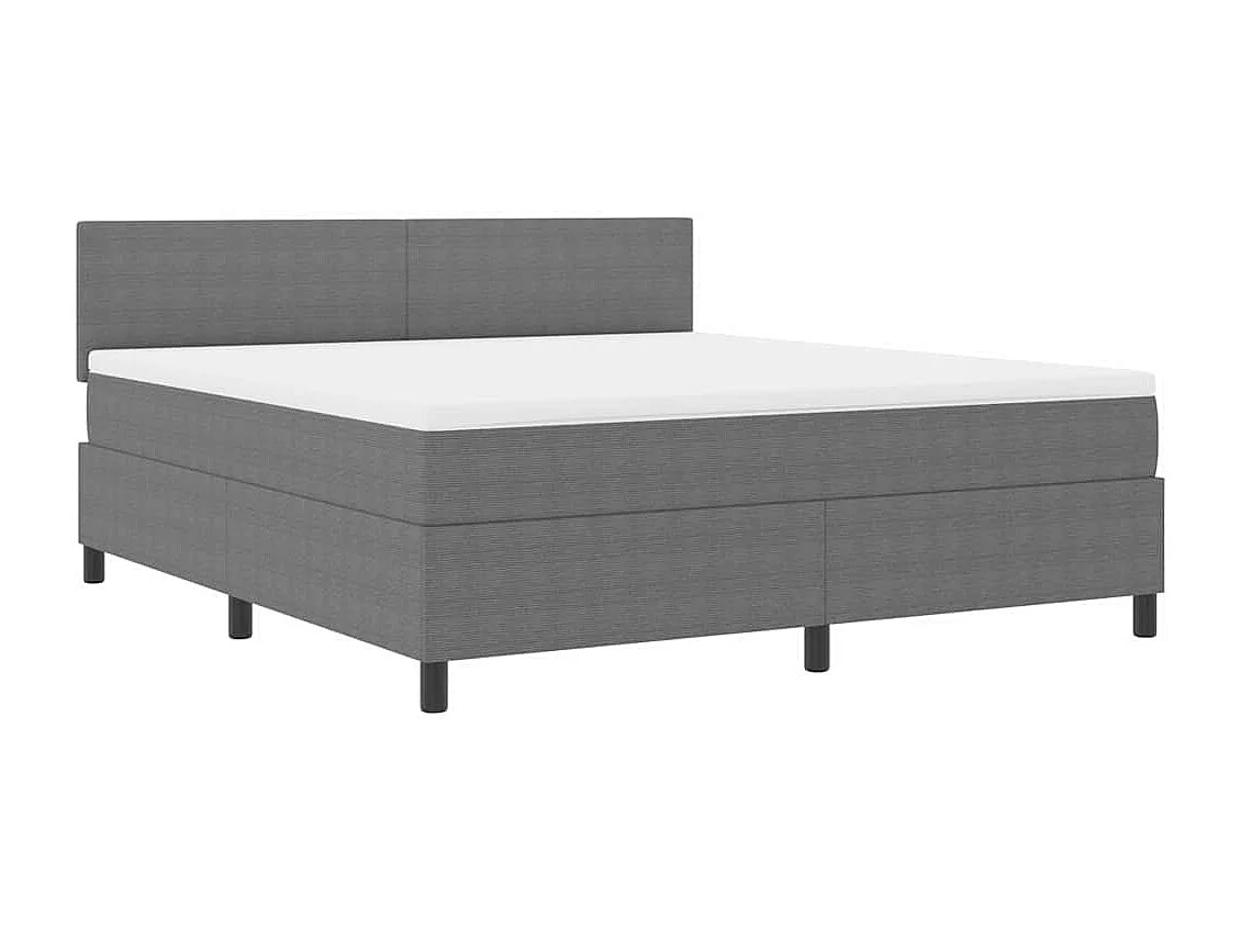 Boxspringbett Hellgrau und Weiß 180 x 200 cm Cordstoff