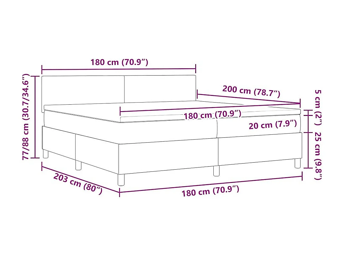 Boxspringbett Hellgrau und Weiß 180 x 200 cm Cordstoff