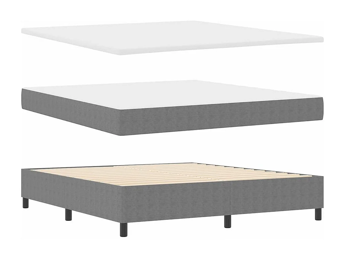 Boxspringbett Hellgrau und Weiß 180 x 200 cm Cordstoff