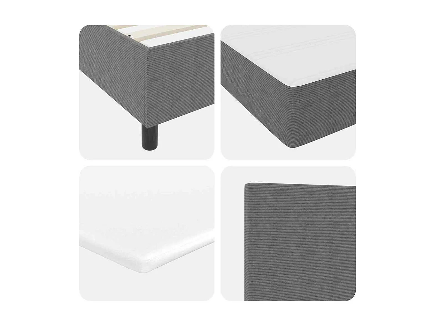 Boxspringbett Hellgrau und Weiß 180 x 200 cm Cordstoff