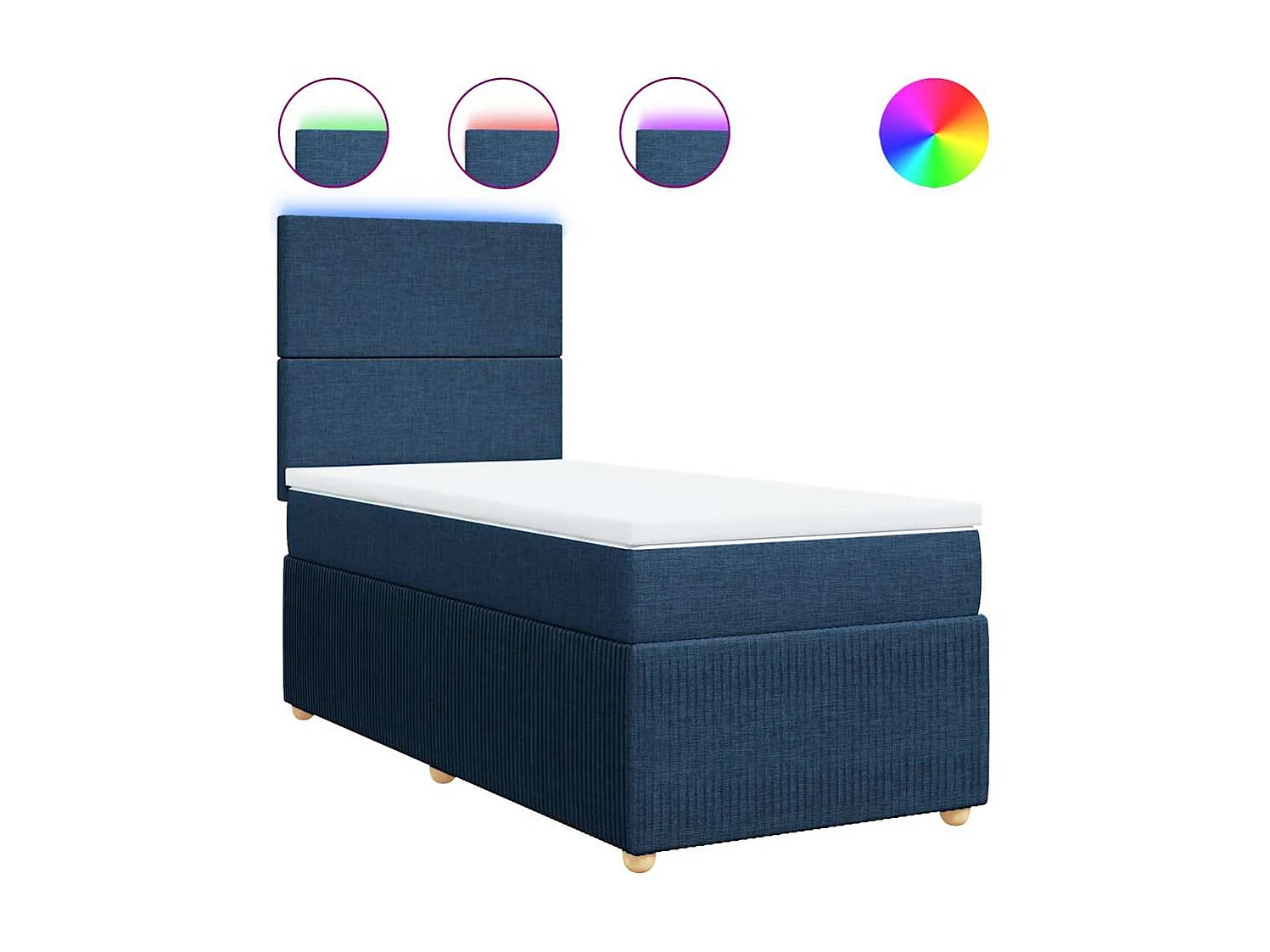 Sommier à lattes de lit avec matelas Bleu 90x200 cm Tissu