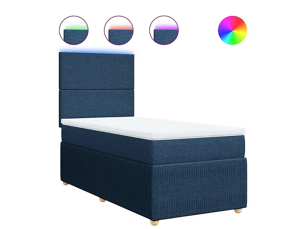 Boxspringbett mit Matratze Blau 90x200 cm Stoff