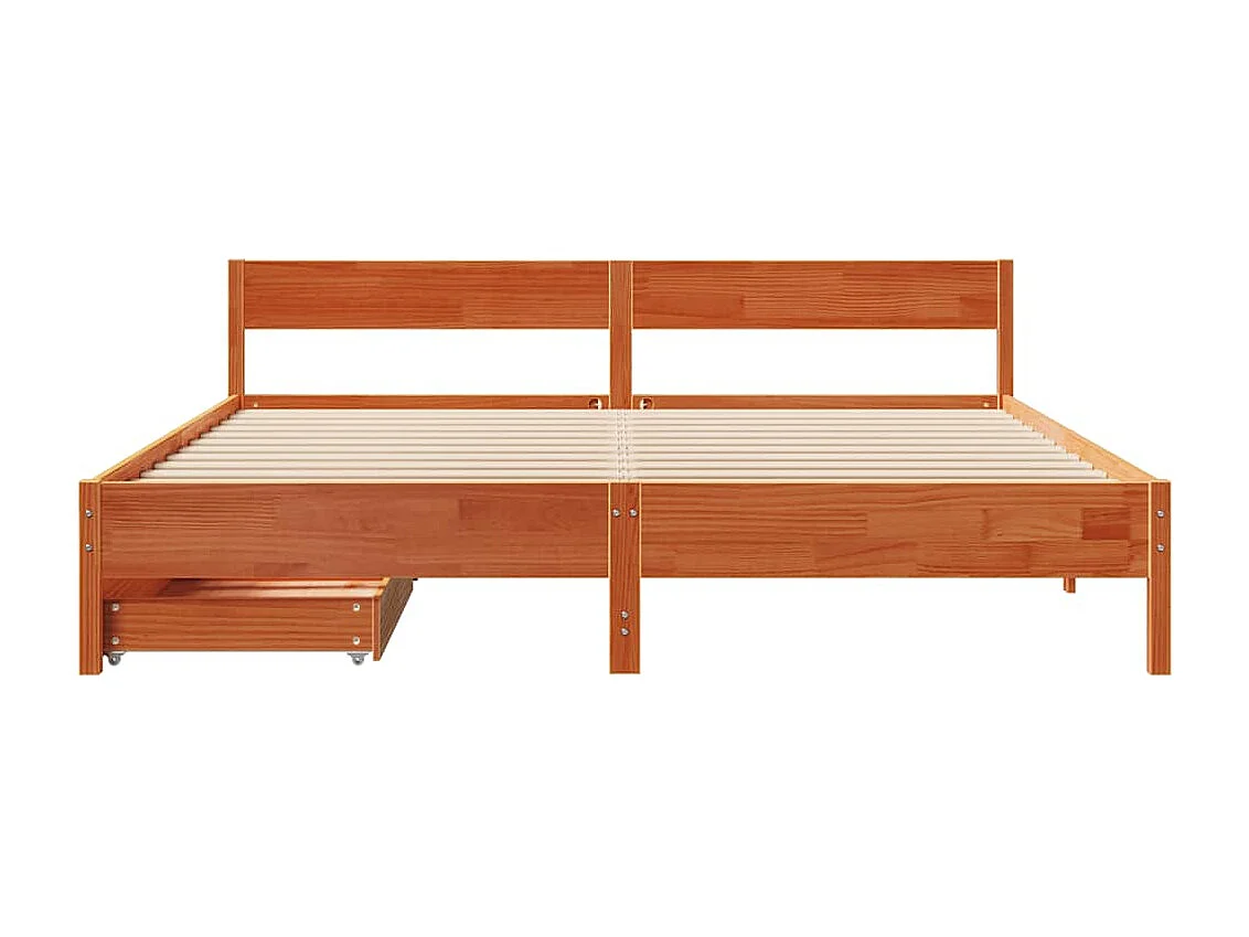 Letto senza Materasso Marrone Cera 180x200 cm in Legno di Pino