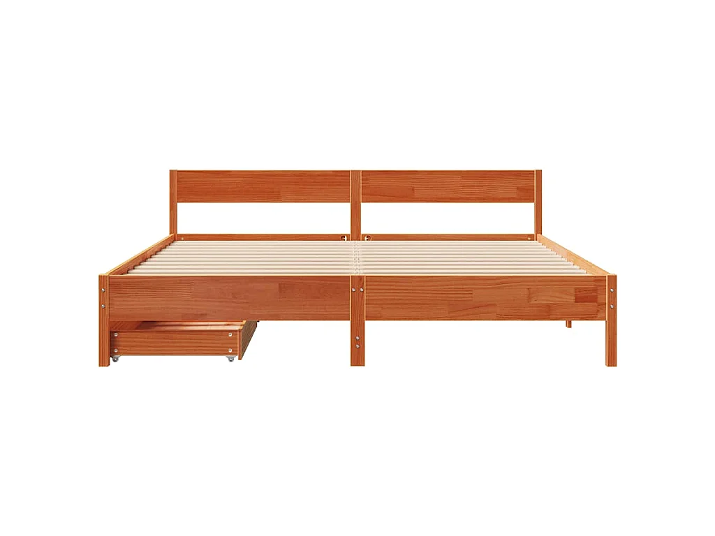 Cadre de lit sans matelas cire marron 180x200cm bois pin massif