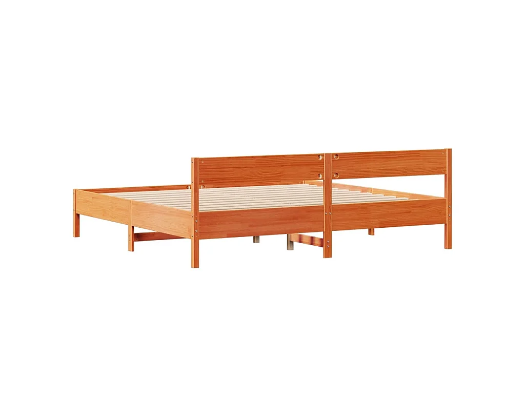 Cadre de lit sans matelas cire marron 180x200cm bois pin massif