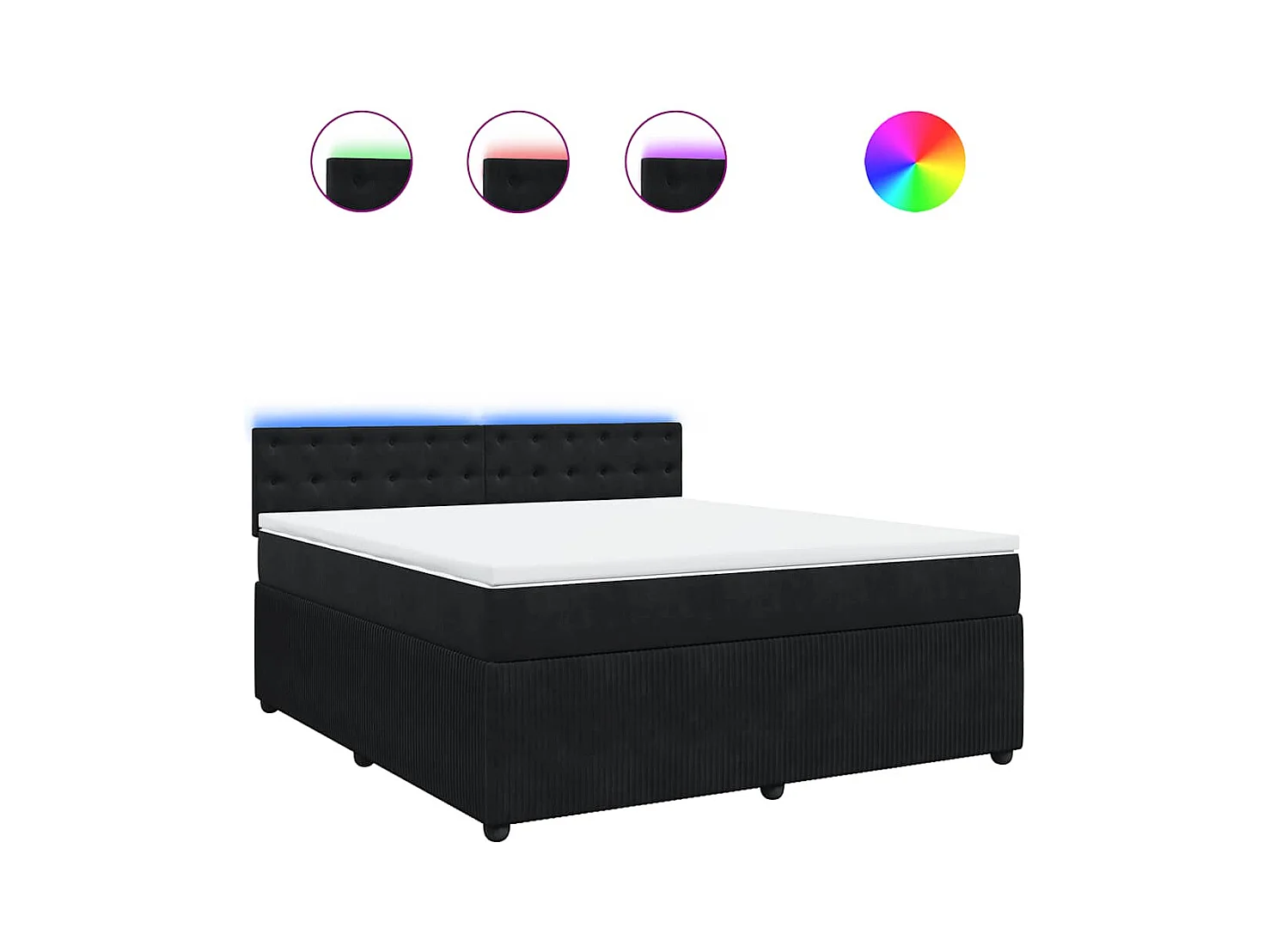 Sommier à lattes de lit avec matelas Noir 180x200 cm Velours