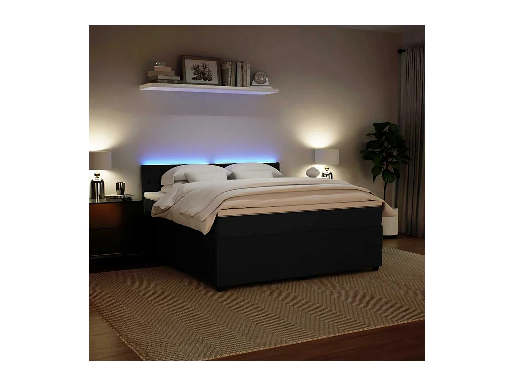 Boxspringbett mit Matratze Schwarz 180x200 cm Samt