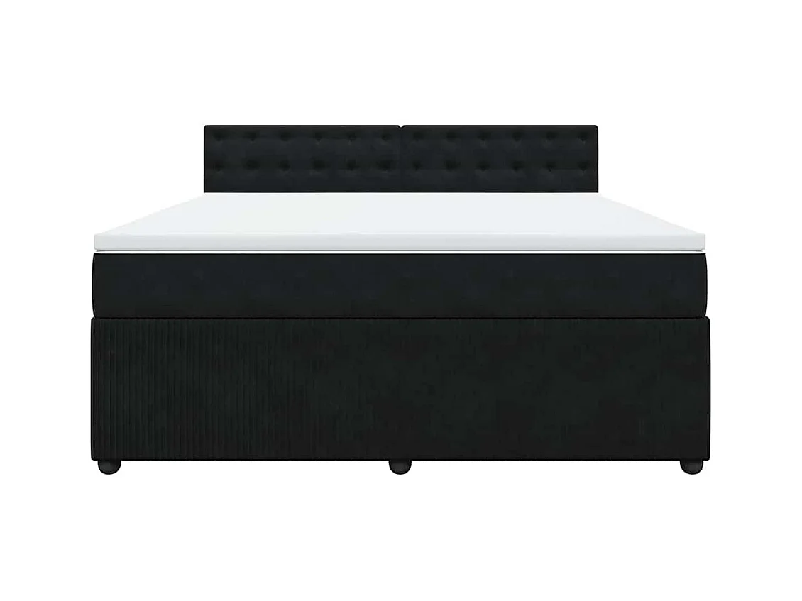 Boxspringbett mit Matratze Schwarz 180x200 cm Samt