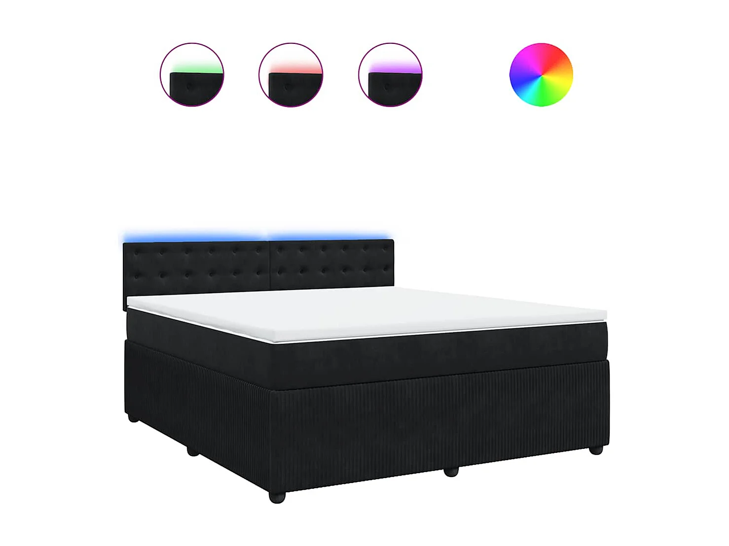 Boxspringbett mit Matratze Schwarz 180x200 cm Samt