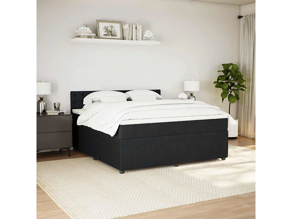 Boxspring met matras fluweel zwart 180x200 cm