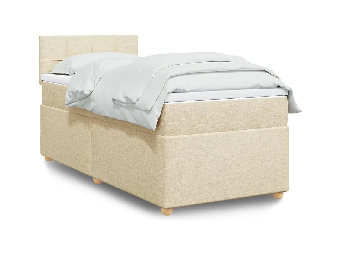 Boxspring met matras stof crèmekleurig 100x200 cm