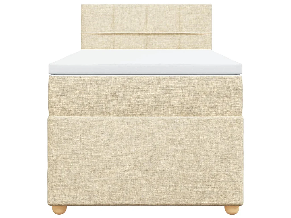 Cama box spring con colchón tela color crema 100x200 cm
