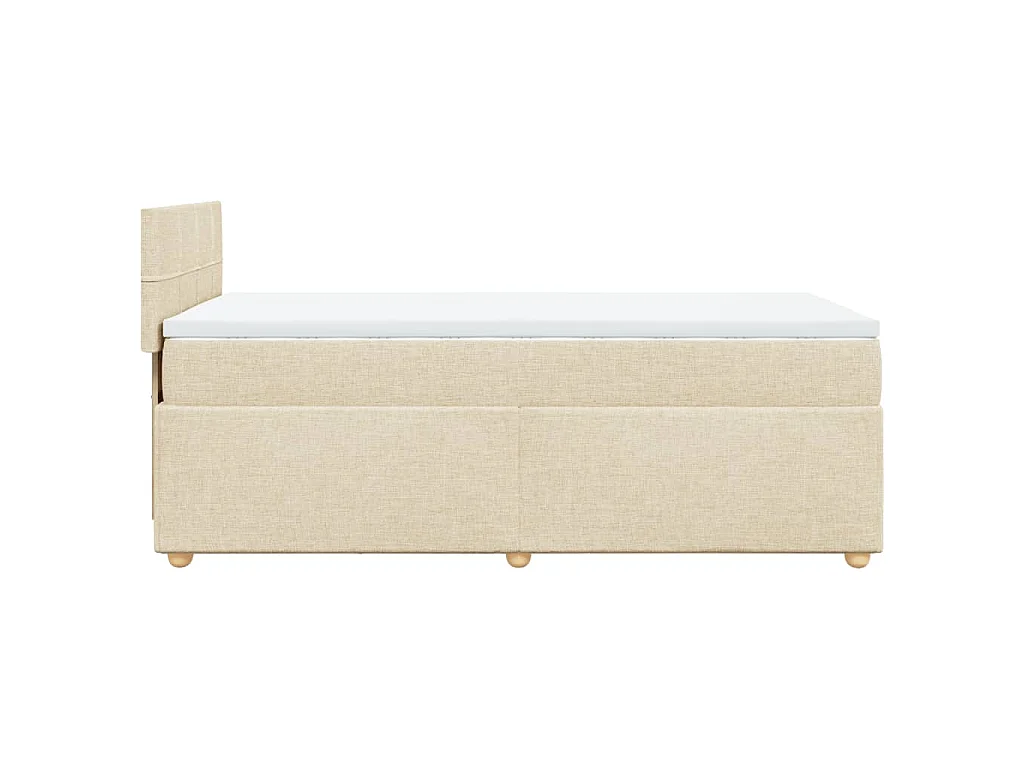 Cama box spring con colchón tela color crema 100x200 cm