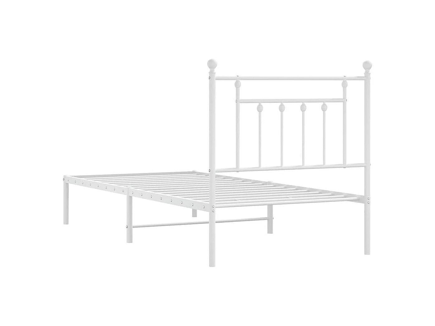Cadre de lit métal sans matelas avec tête de lit blanc 90x200cm