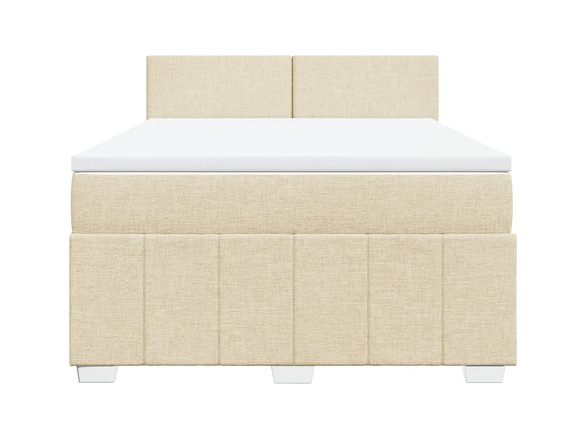Sommier à lattes de lit avec matelas Crème 140x200 cm Tissu