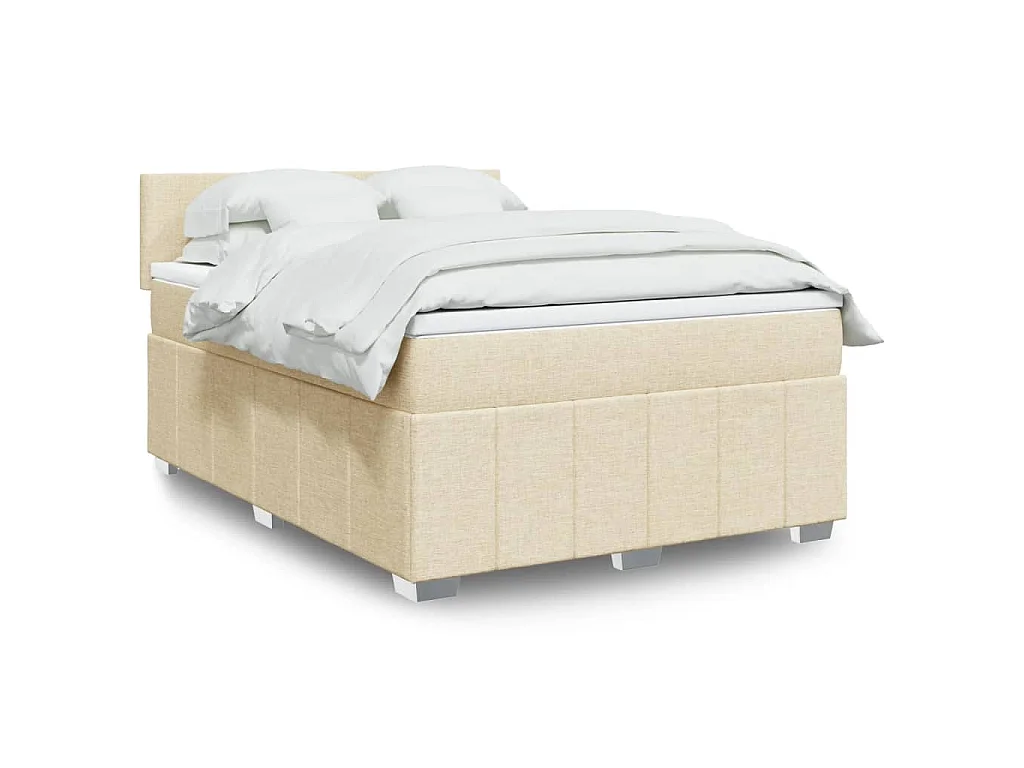 Giroletto a Molle con Materasso Crema 140x200 cm in Tessuto