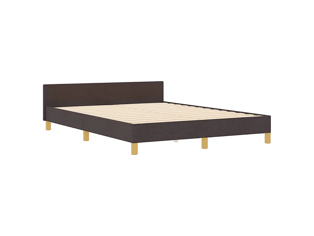 Cadre de lit avec tête de lit Marron foncé 140 x 200 cm tissu