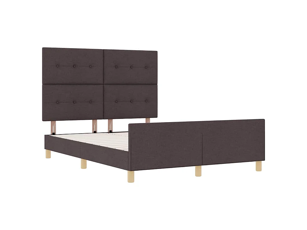 Cadre de lit avec tête de lit Marron foncé 140 x 200 cm tissu