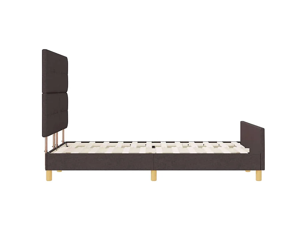 Cadre de lit avec tête de lit Marron foncé 140 x 200 cm tissu