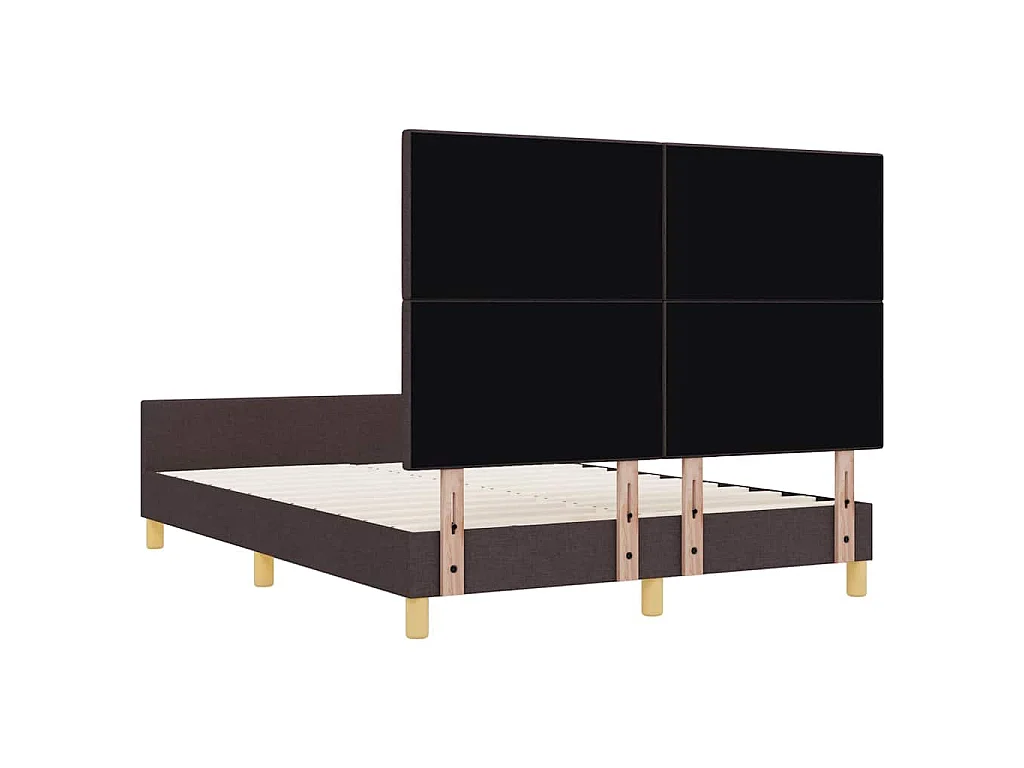 Cadre de lit avec tête de lit Marron foncé 140 x 200 cm tissu
