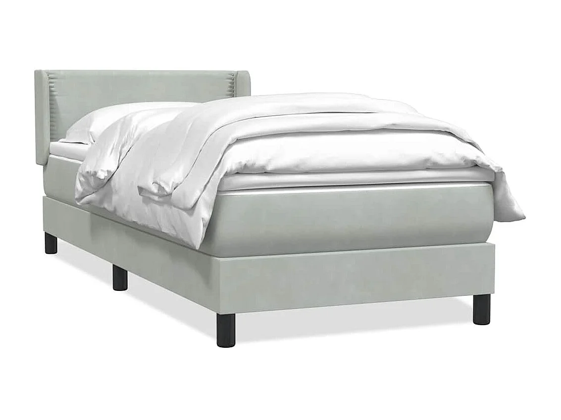 Boxspringbett mit Matratze Hellgrau 90x220 cm Samt